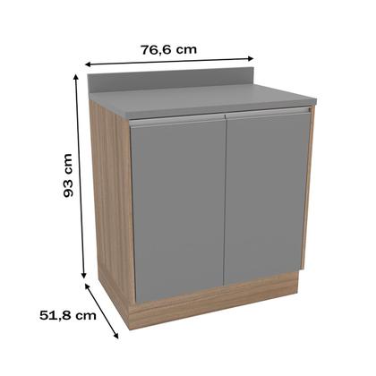 Imagem de Balcão de Cozinha Campanele 2 Portas 1 Prateleira Castanho/Cinza - Politorno
