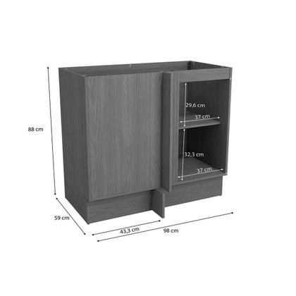 Imagem de Balcão de Cozinha Canto Reto Vibra T626 c/ 1 Porta s/ Tampo 98cm Canela Lacca - Kappesberg