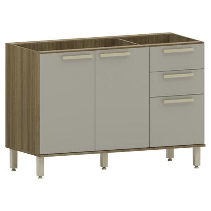 Balcão de Cozinha Com Pia Inox 120cm Nádia Mocca/Avelã L01