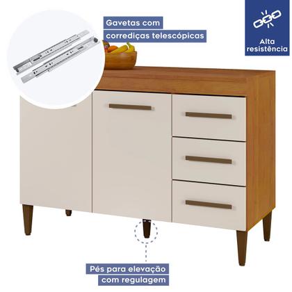 Imagem de Balcão de Cozinha com Tampo 2 Portas 3 Gavetas Virtus