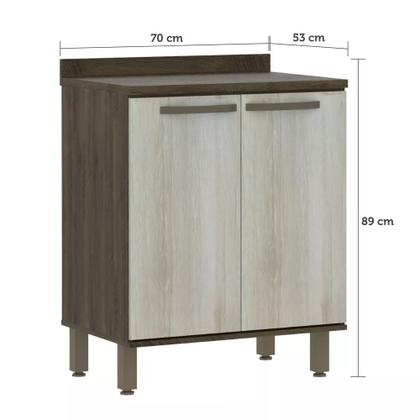 Imagem de Balcão de Cozinha com Tampo 70 cm 2 Portas 1 Prateleira Sara Luciane Móveis