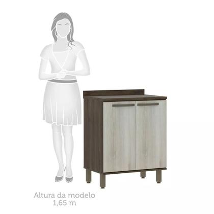 Imagem de Balcão de Cozinha com Tampo 70 cm 2 Portas 1 Prateleira Sara Luciane Móveis