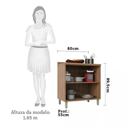 Imagem de Balcão de Cozinha com Tampo 80 cm 2 Portas de abrir 1 Prateleira Isa Luciane Móveis