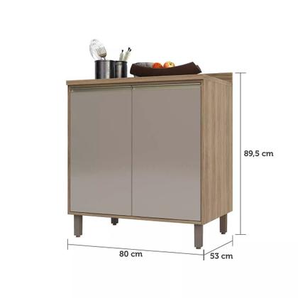 Imagem de Balcão de Cozinha com Tampo 80 cm 2 Portas de abrir 1 Prateleira Mel Luciane Móveis