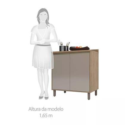 Imagem de Balcão de Cozinha com Tampo 80 cm 2 Portas de abrir 1 Prateleira Mel Luciane Móveis