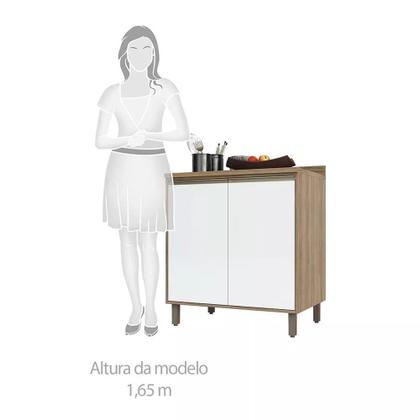Imagem de Balcão de Cozinha com Tampo 80 cm 2 Portas de abrir 1 Prateleira Mel Luciane Móveis