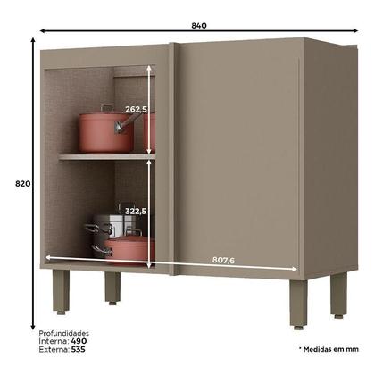 Imagem de Balcão de Cozinha Connect Canto Reto Duna Cristal com Tampo Nero  Henn