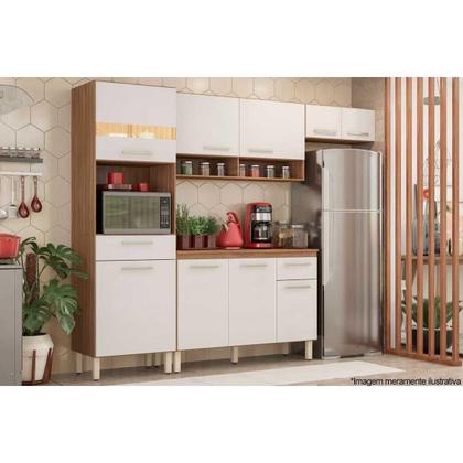 Imagem de Balcão de Cozinha Dama 3 Portas e 1 Gaveta c/ Tampo 120cm Avena/Grafito - Demóbile