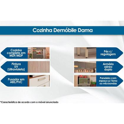 Imagem de Balcão de Cozinha Dama 3 Portas e 1 Gaveta c/ Tampo 120cm Avena/Grafito - Demóbile