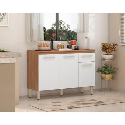 Imagem de Balcão de Cozinha Dama com Tampo 3 PT 1 GV Amendola e Branco