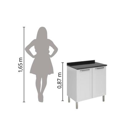 Imagem de Balcão de Cozinha de Aço Itatiaia Tarsila com Tampo 2 portas 0,80m Branco