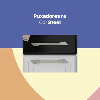 Imagem de Balcão de Cozinha de Aço Triplo Telasul Topázio C/ Tampo Branco/Preto