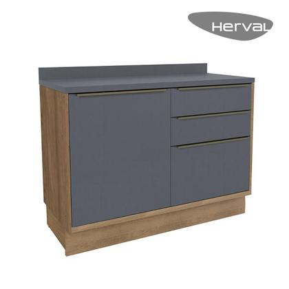 Imagem de Balcão de Cozinha de Madeira e Tampo 100% MDF, Herval Ten, 1 Porta 3 Gavetas 120 cm