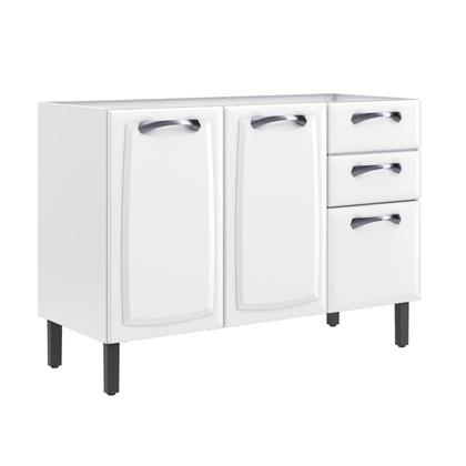 Imagem de Balcão de Cozinha em Aço 3 Portas e 2 Gavetas 120cm sem Tampo Armário Modular Organizador Compacto Multiuso Itatiaia New Premium Branco