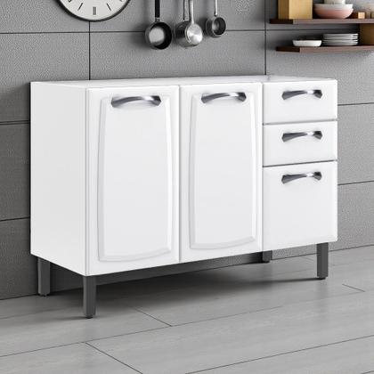 Imagem de Balcão de Cozinha em Aço 3 Portas e 2 Gavetas 120cm sem Tampo New Premium Itatiaia Branco