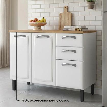 Imagem de Balcão de Cozinha em Aço 3 Portas e 2 Gavetas 120cm sem Tampo New Premium Itatiaia Branco