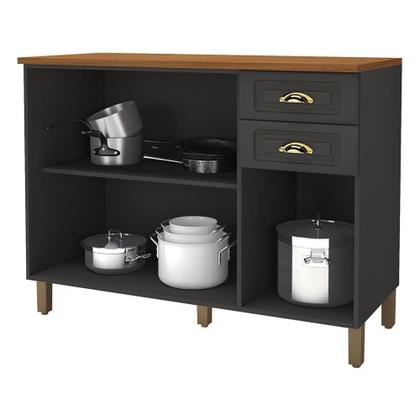 Imagem de Balcão de Cozinha Firenze 120cm 3 Portas e 2 Gavetas com Tampo MDF - Indékes
