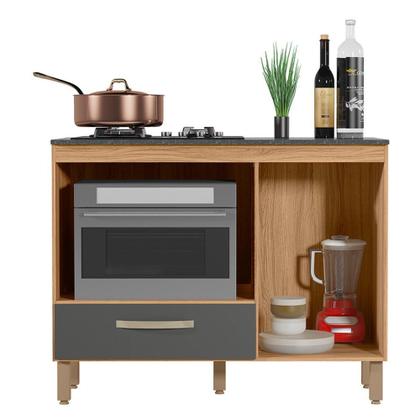 Imagem de Balcão de Cozinha Fit 1 Porta e 1 Gaveta com Tampo MDP para Cooktop - Nicioli