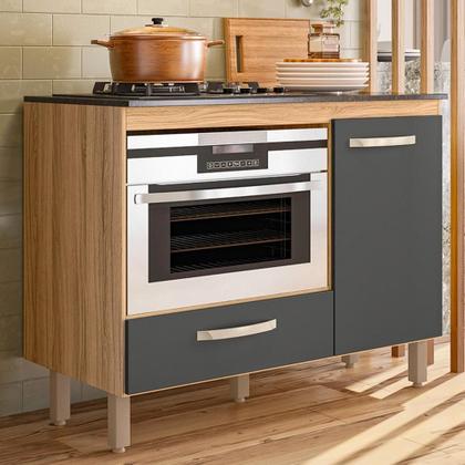 Imagem de Balcão de Cozinha Fit 1 Porta e 1 Gaveta com Tampo MDP para Cooktop - Nicioli