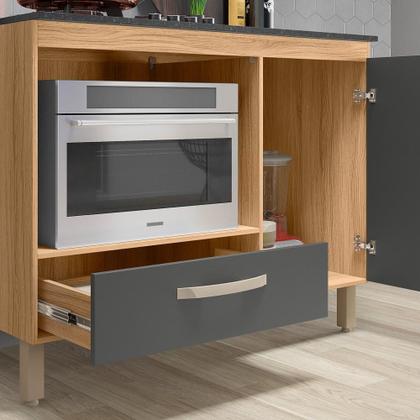 Imagem de Balcão de Cozinha Fit 1 Porta e 1 Gaveta com Tampo MDP para Cooktop - Nicioli