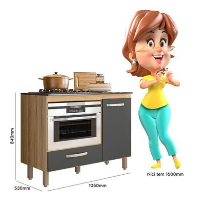 Imagem de Balcão de Cozinha Fit 1 Porta e 1 Gaveta com Tampo MDP para Cooktop - Nicioli