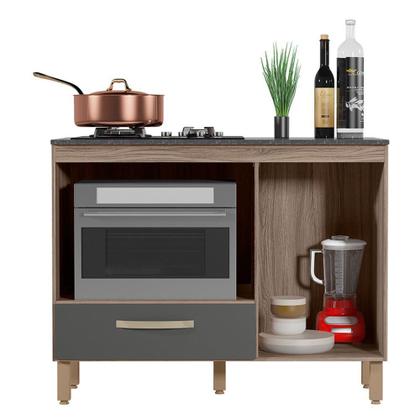 Imagem de Balcão de Cozinha Fit 1 Porta e 1 Gaveta com Tampo MDP para Cooktop - Nicioli