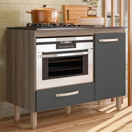 Imagem de Balcão de Cozinha Fit 1 Porta e 1 Gaveta com Tampo MDP para Cooktop - Nicioli