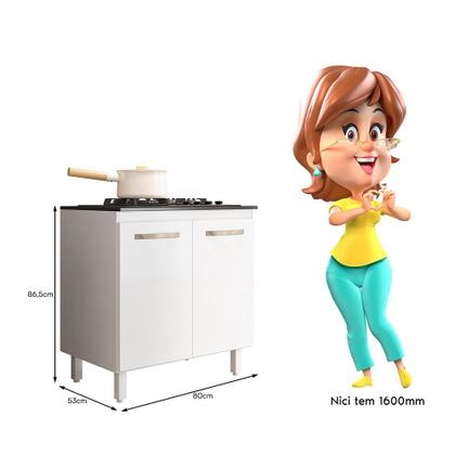 Imagem de Balcão de Cozinha Fit 80 2 Portas com Tampo MDP para Cooktop - Nicioli