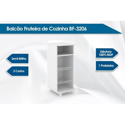 Imagem de Balcão de Cozinha Fruteira BF-3206 c/ 2 Cestos 31cm Branco - Tecno Mobili