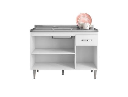 Imagem de Balcão de Cozinha Gabriela 120cm Cinza S/Tampo - AJL Móveis