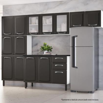 Imagem de Balcão de Cozinha Itatiaia Aço 3 Portas 2 Gavetas Com Tampo New Premium Grafite/Branco