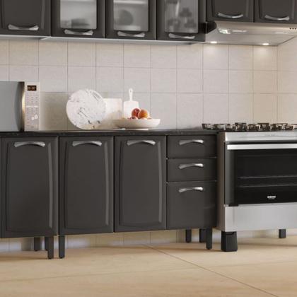 Imagem de Balcão de Cozinha Itatiaia Aço 3 Portas 2 Gavetas Com Tampo New Premium Grafite/Branco
