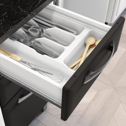 Imagem de Balcão de Cozinha Itatiaia Aço 3 Portas 2 Gavetas Com Tampo New Premium Grafite/Branco