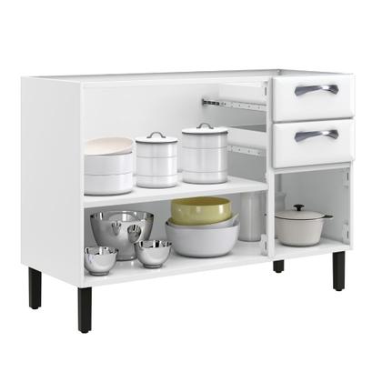 Imagem de Balcão de Cozinha Itatiaia New Premium Aço Para Pia 3 Portas e 2 Gavetas Sem Tampo Branco Neve