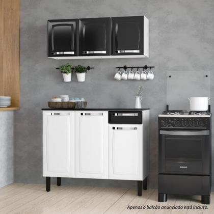 Imagem de Balcão de Cozinha Itatiaia Rose Aço Com Tampo 3 Portas 1 Gaveta Branco/Preto