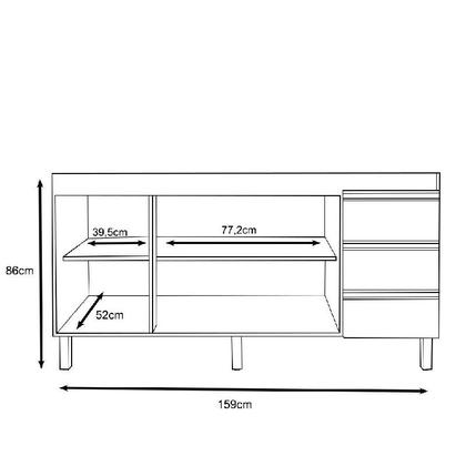 Imagem de Balcão de Cozinha Karen 160cm Sem Tampo 3 Portas e 3 Gavetas Cor Branco - Peternella Móveis