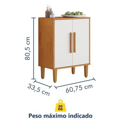 Imagem de Balcão de Cozinha Lorena 2 Portas Nature Off Kaiki Móveis