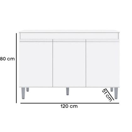 Imagem de Balcão de Cozinha Manu 120cm S/ Tampo Cor Branco - AJL Móveis