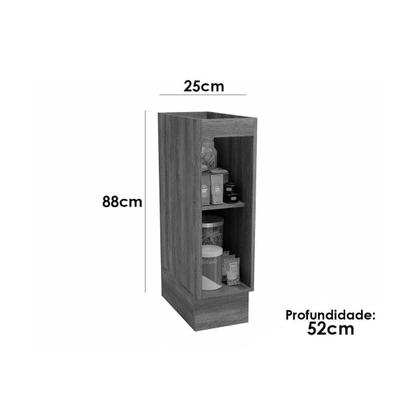 Imagem de Balcão de Cozinha Maxxi G737 1 Porta 25cm c/Tampo Nogal/Preto Brilho - Kappesberg