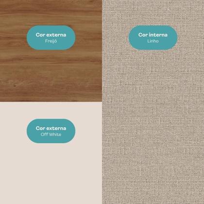 Imagem de Balcão De Cozinha Miami 1200mm 2 Portas 3 Gavetas Sem Tampo Carraro Freijó Com Off White