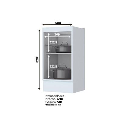 Imagem de Balcão de Cozinha Modulado Americana 1 Porta s/ Tampo 40cm Cinza - Henn