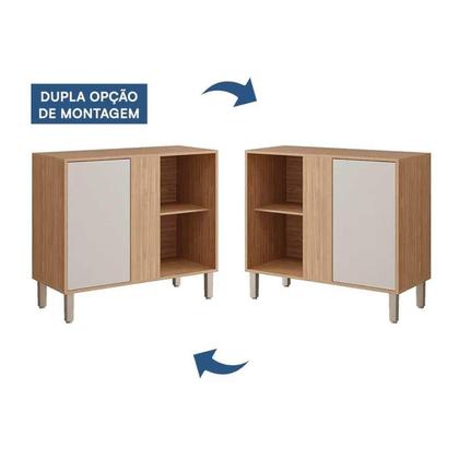 Imagem de Balcão de Cozinha Modulado c/ Tampo Divina de Canto c/ 1 Porta 92cm Cinamomo/Titanium - MGM