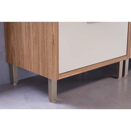 Imagem de Balcão de Cozinha Modulado c/ Tampo Eloise Nicho de Canto c/ 1 Porta 92cm Cinamomo/Off White - MGM