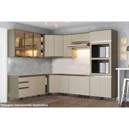 Imagem de Balcão de Cozinha Modulado Connect p/ Pia c/2 Gavetas e 3 Portas 120x51x82cm Off White - Henn