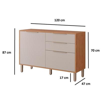 Imagem de Balcão de Cozinha Modulado Divina 3 Portas e 2 Gavetas s/Tampo 120cm Freijo/Titanium - MGM