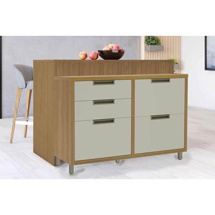 Imagem de Balcão de Cozinha Modulado Imperatriz c/ 1 Porta e 4 Gavetas 120cm Freijo/Off White - Nesher