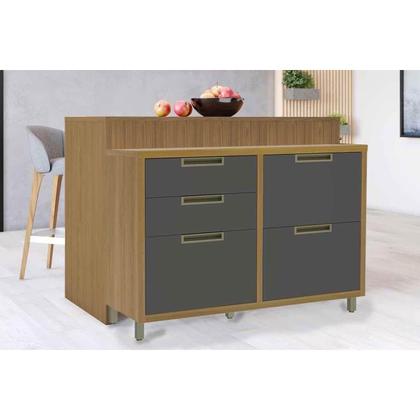 Imagem de Balcão de Cozinha Modulado Imperatriz c/ 1 Porta e 4 Gavetas 120cm Freijo/Off White - Nesher