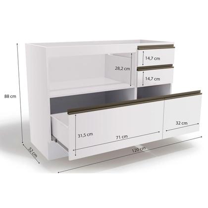 Imagem de Balcão de Cozinha Modulado Maxxi G746 1 Porta e 4 Gavetas s/ Tampo 120cm Canela - Kappesberg