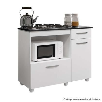 Imagem de Balcão de Cozinha para Cooktop 4 Bocas 2 Portas 1 Gaveta Violeta Branco - Kaiki Moveis