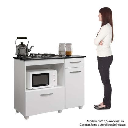 Imagem de Balcão de Cozinha para Cooktop 4 Bocas 2 Portas 1 Gaveta Violeta Branco - Kaiki Moveis